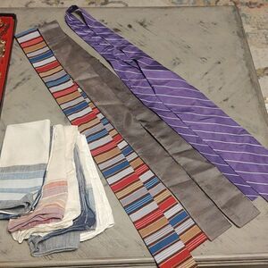 This is for three vintage French silk bow ties and five vintage men's hankies